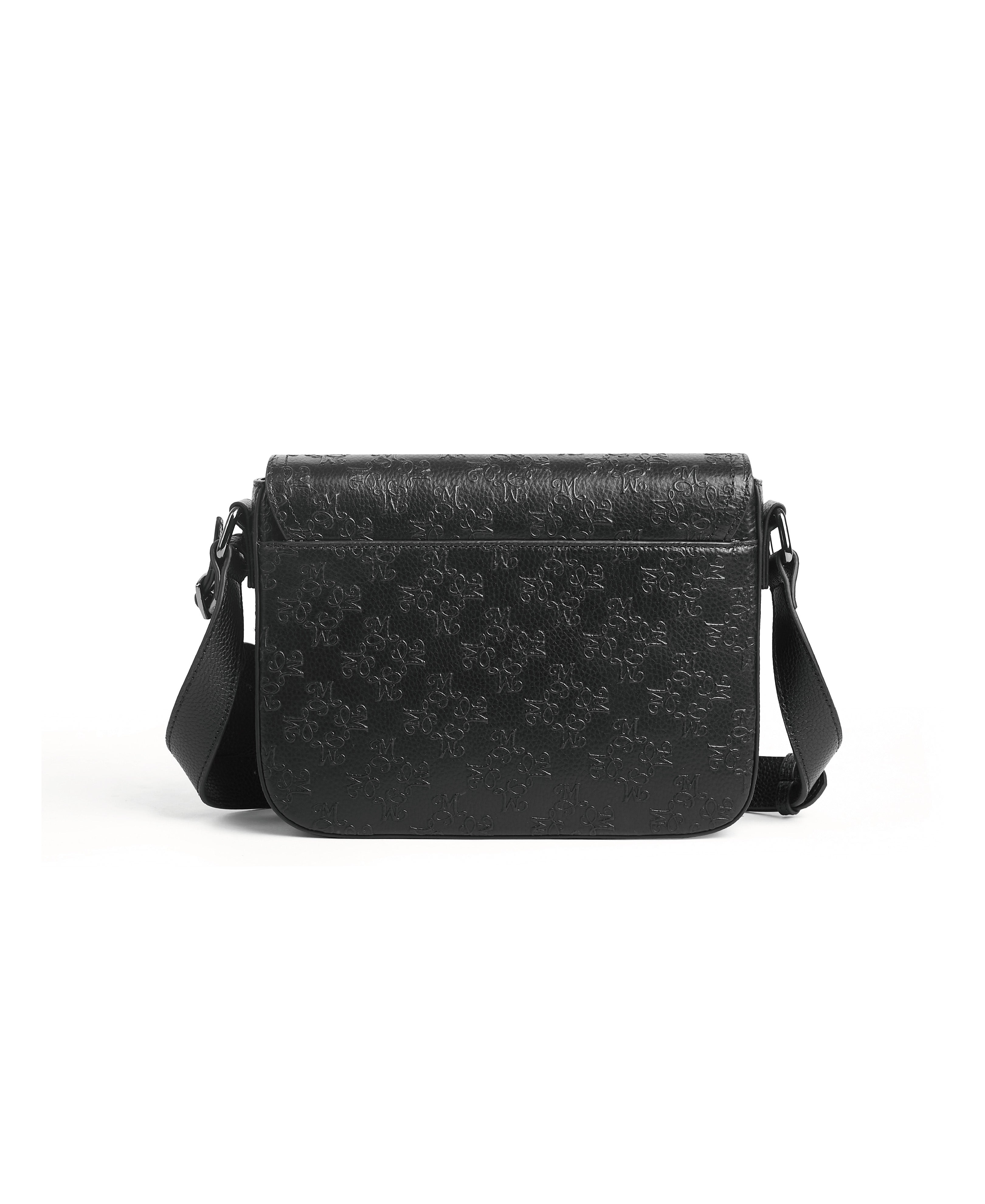 SIGNATURE LEATHER SHOULDER BAG - BLACK