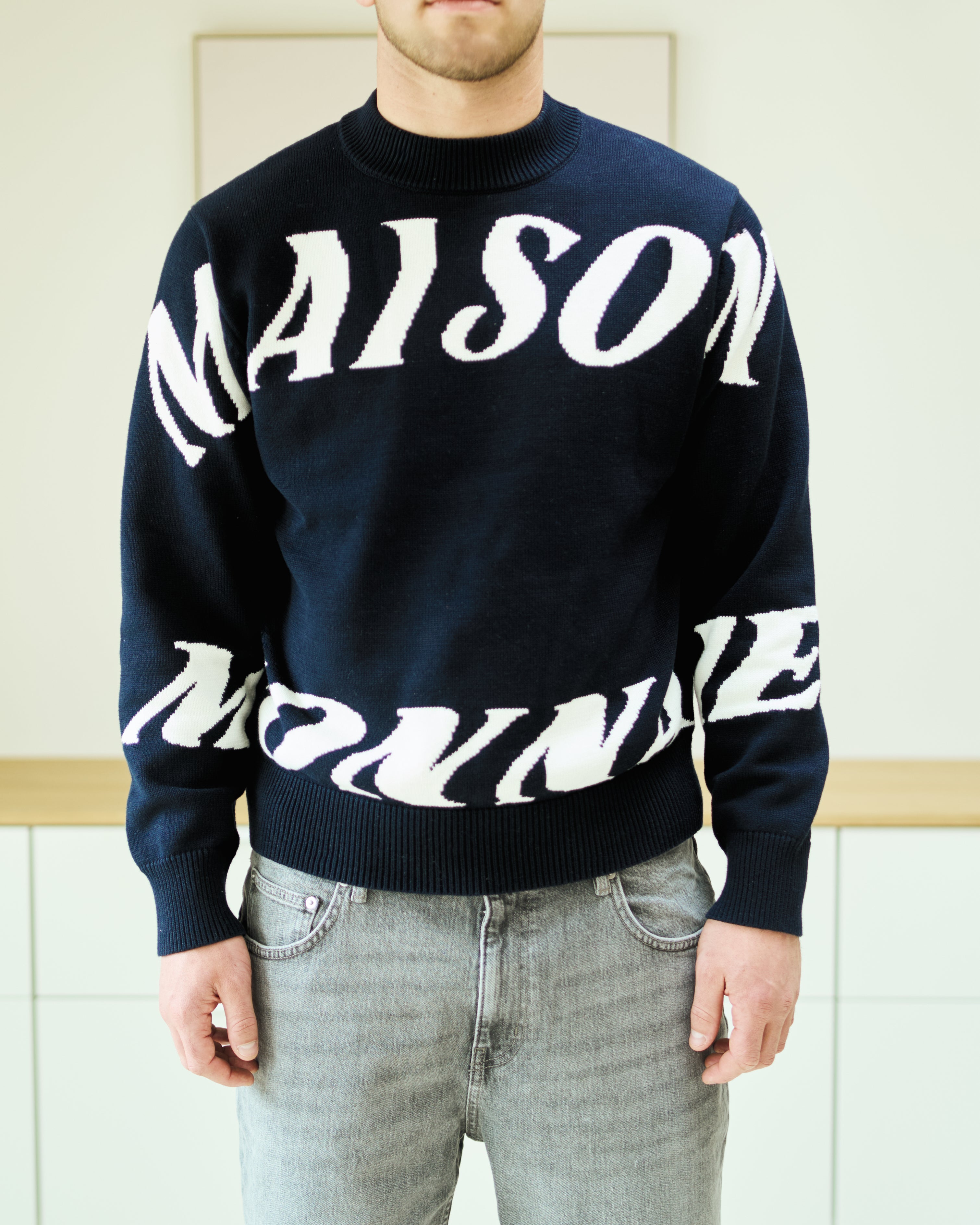 Spell Out Sweater - Navy Blue