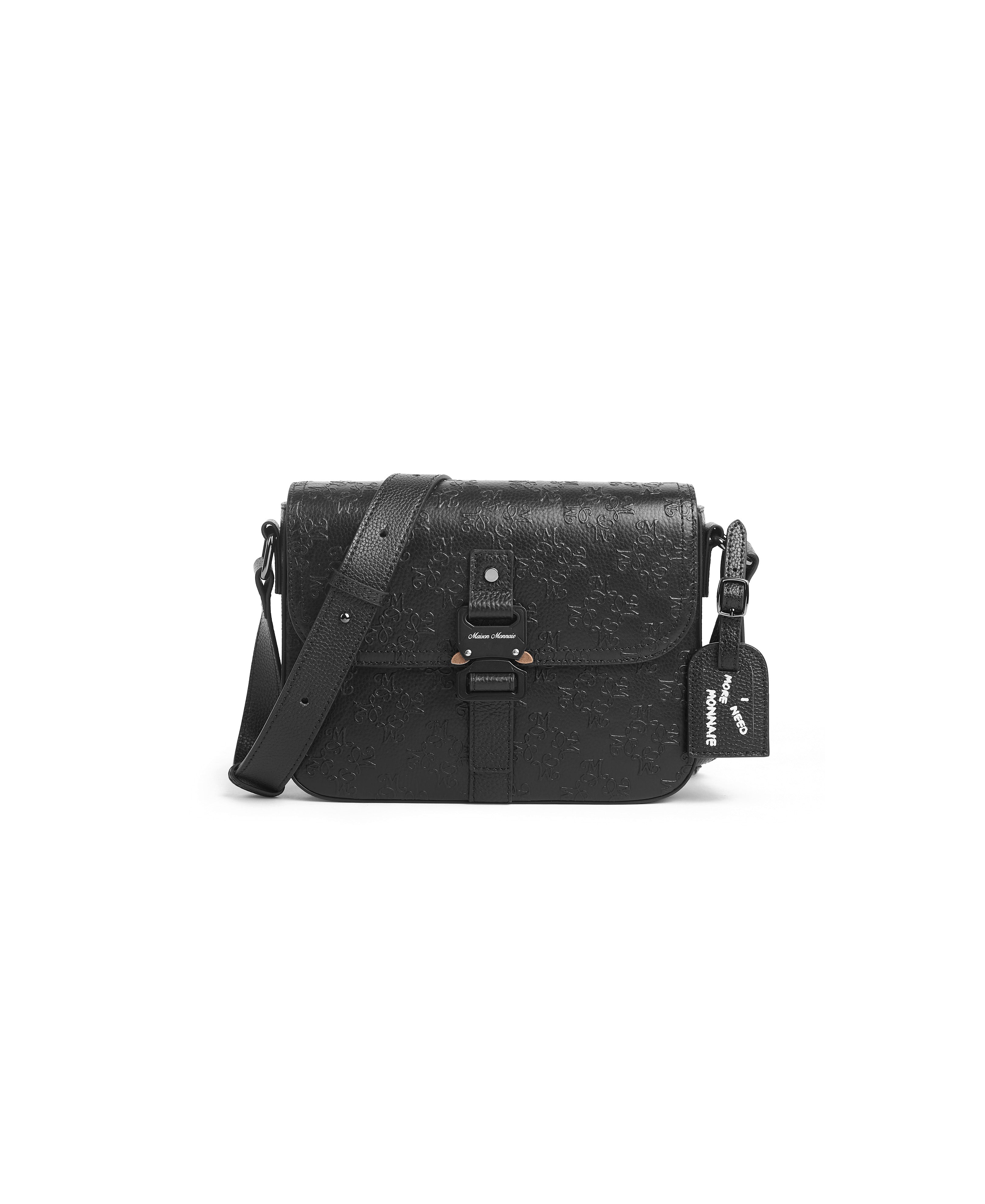 SIGNATURE LEATHER SHOULDER BAG - BLACK