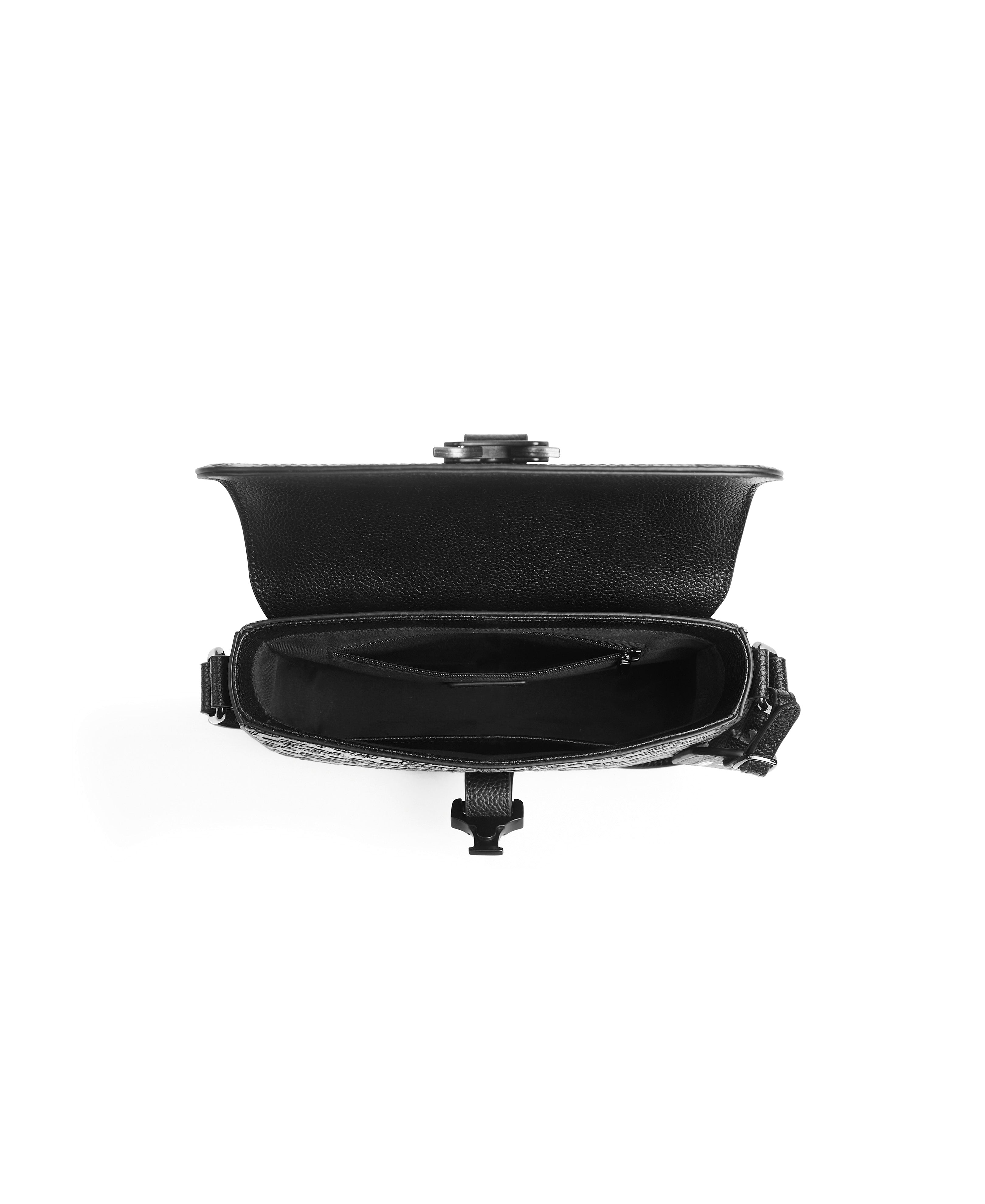 SIGNATURE LEATHER SHOULDER BAG - BLACK