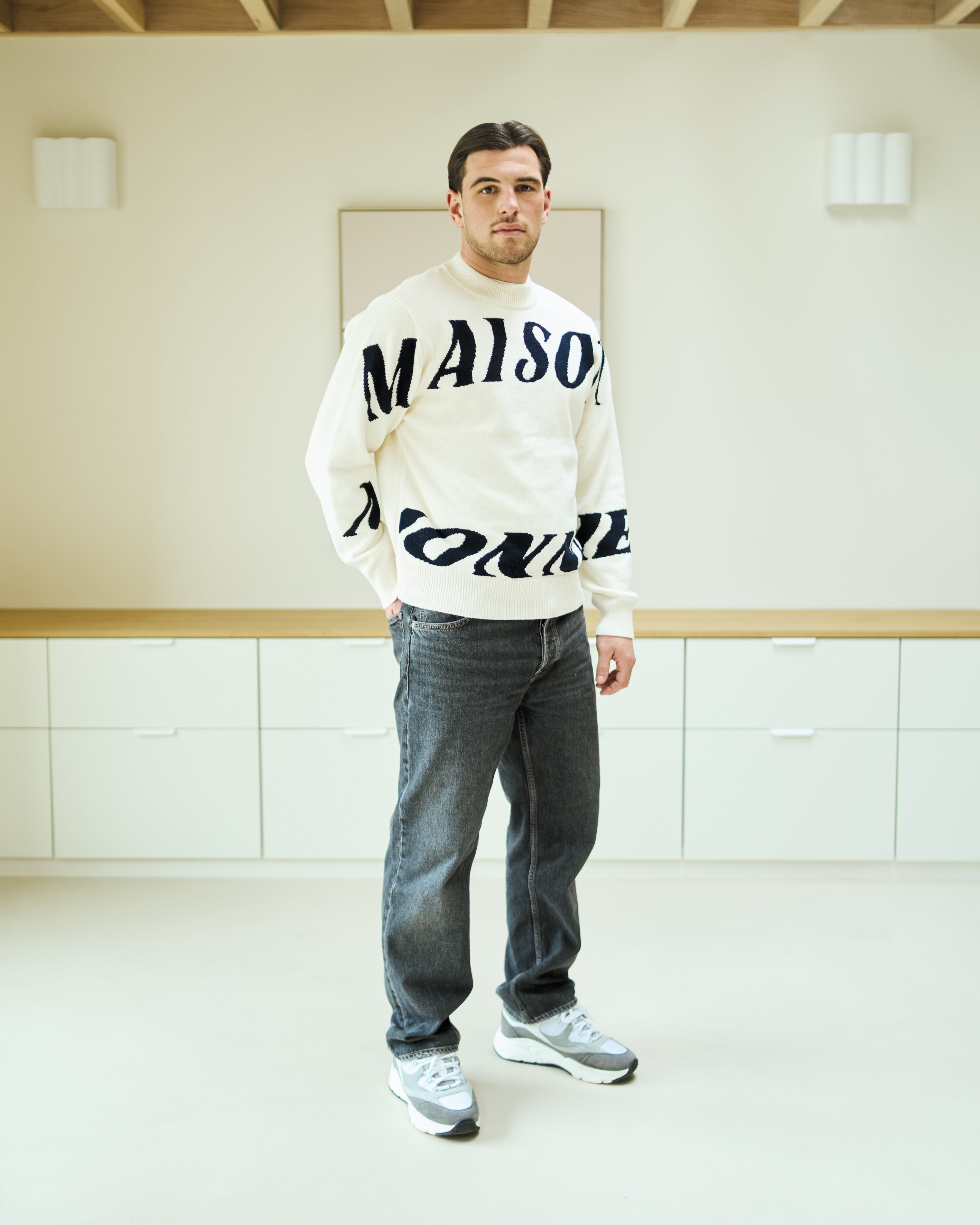 Spell Out Sweater - Ivory White