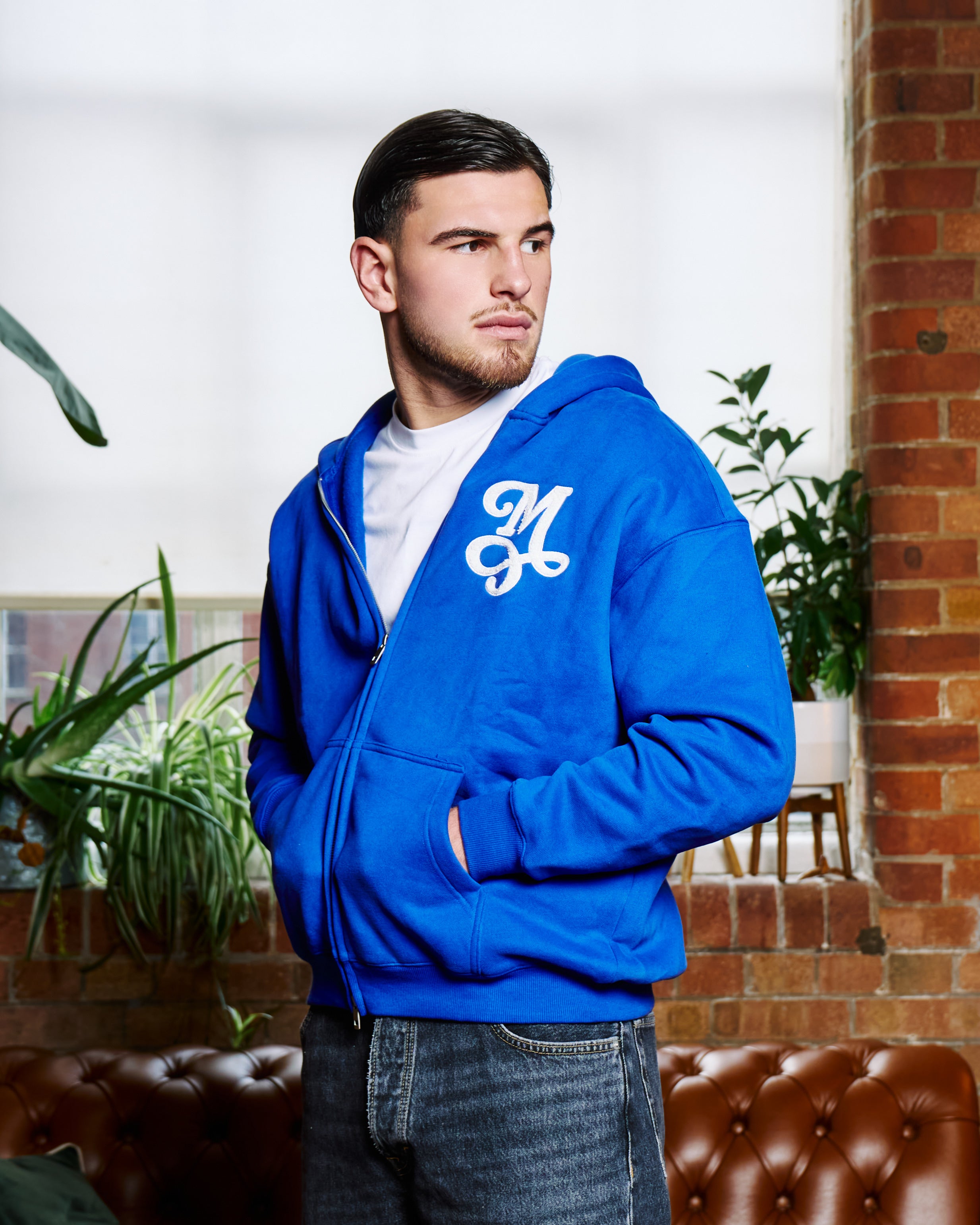 Chenille signature Zip up - Royal blue