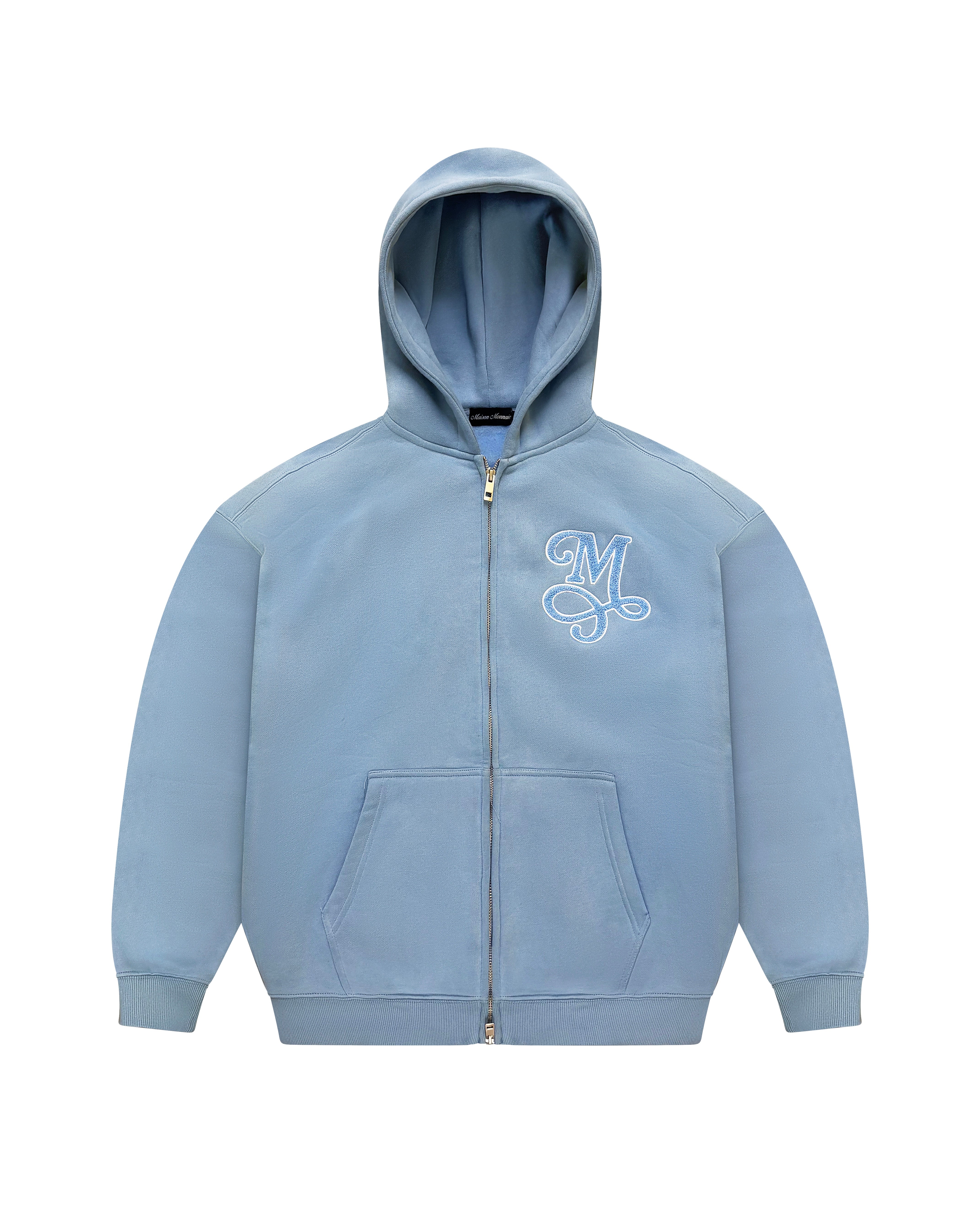 Chenille signature Zip up - Light blue