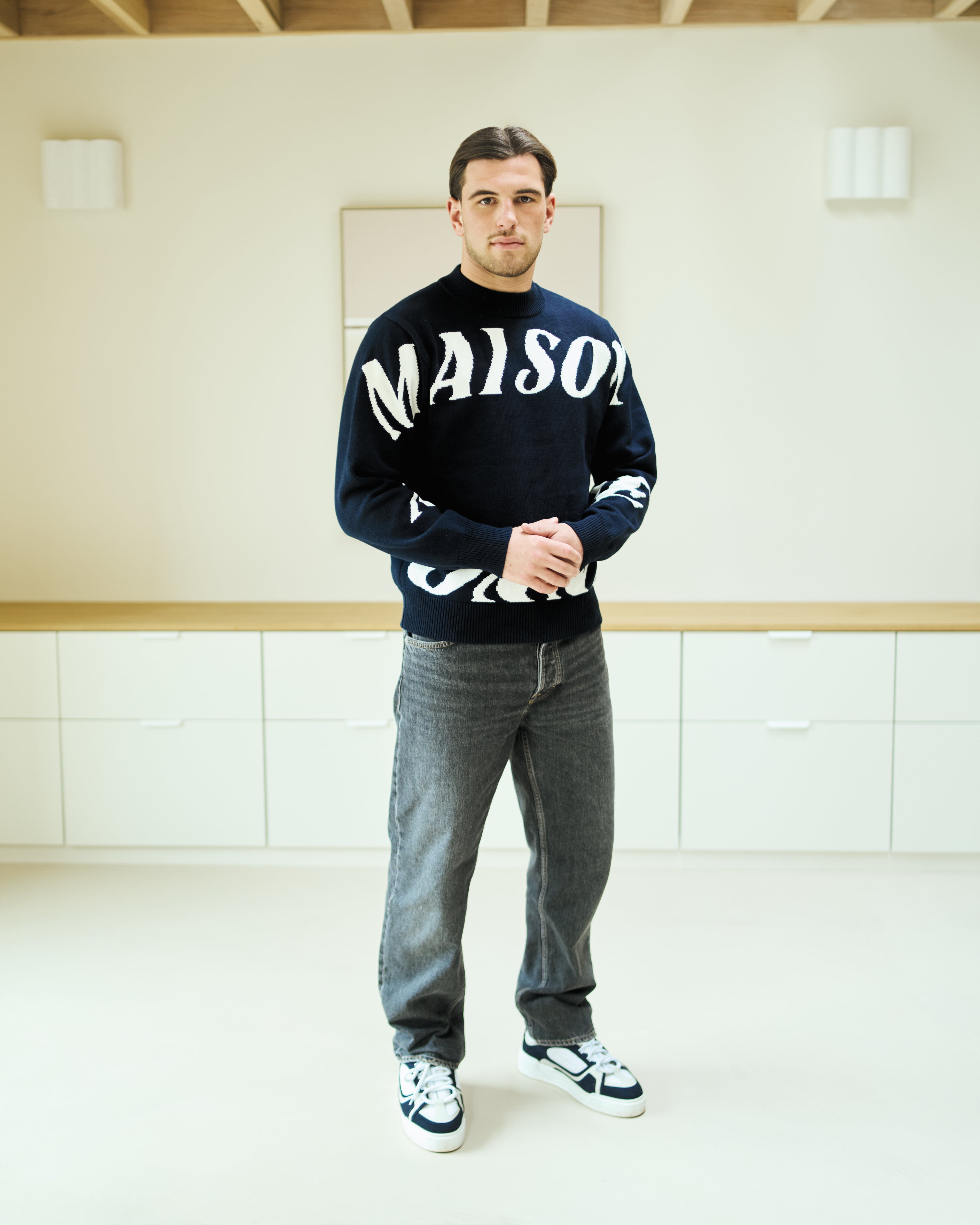 Spell Out Sweater - Navy Blue