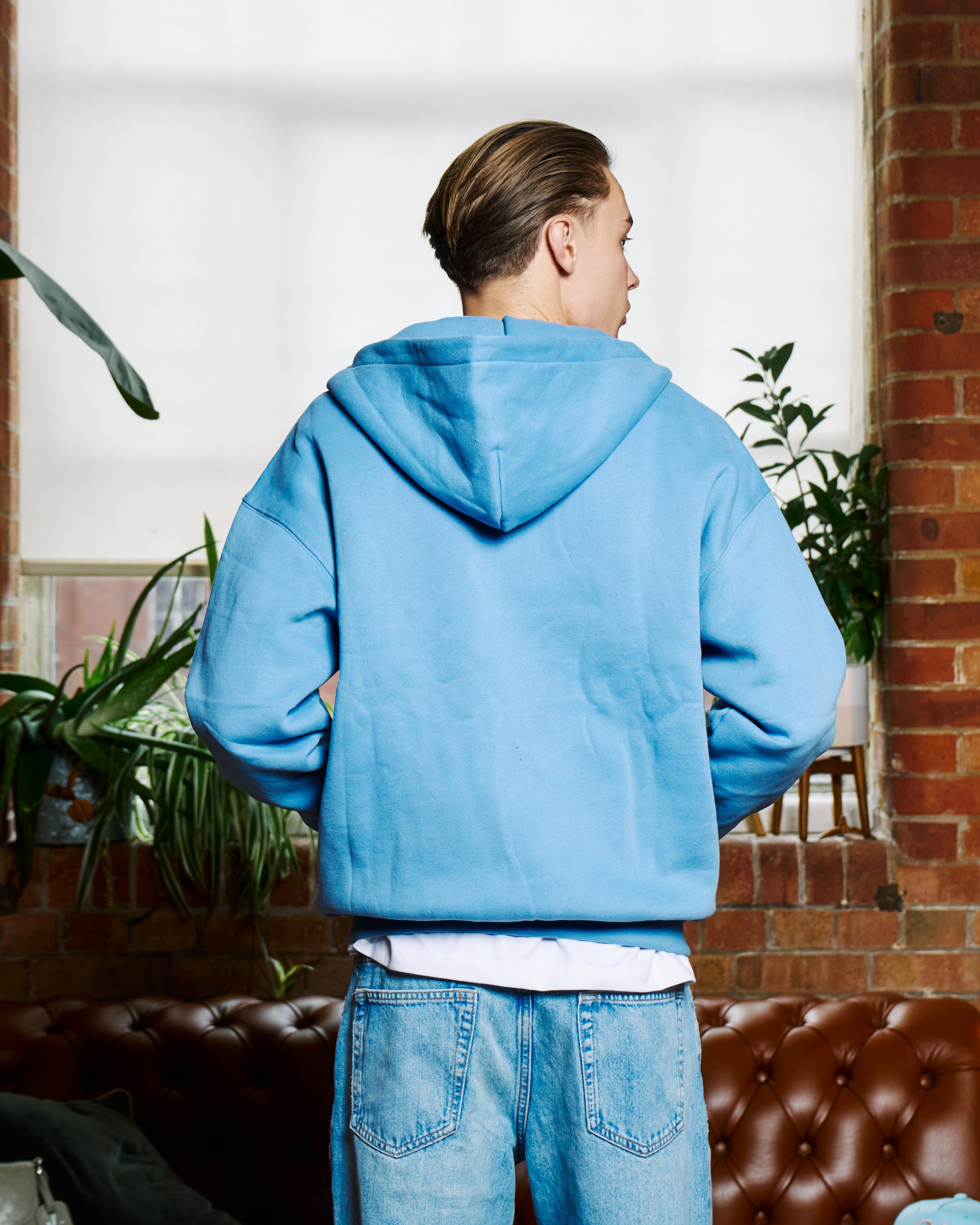 Chenille signature Zip up - Light blue