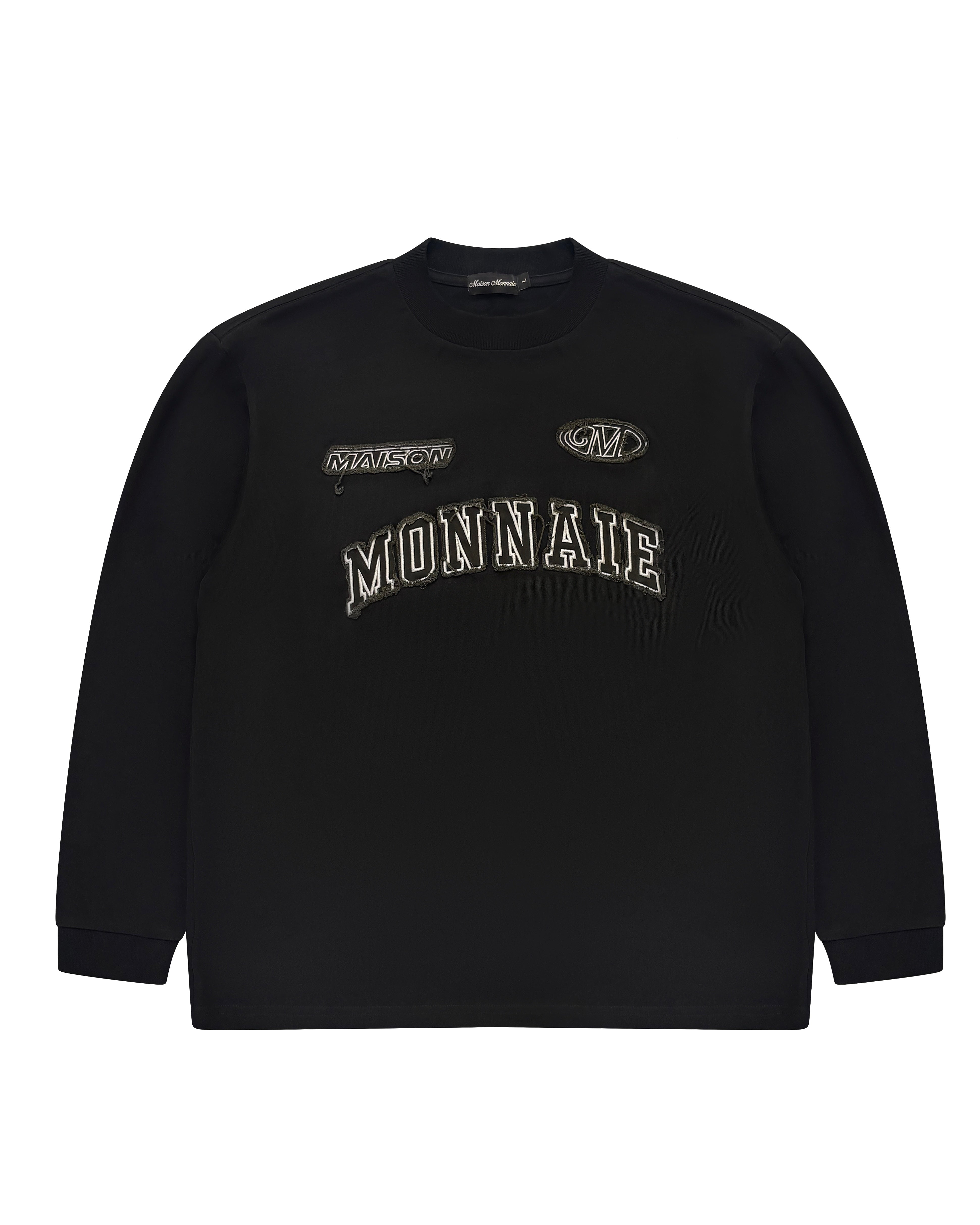 Fabric Patch Distressed 
Long sleeve - Black