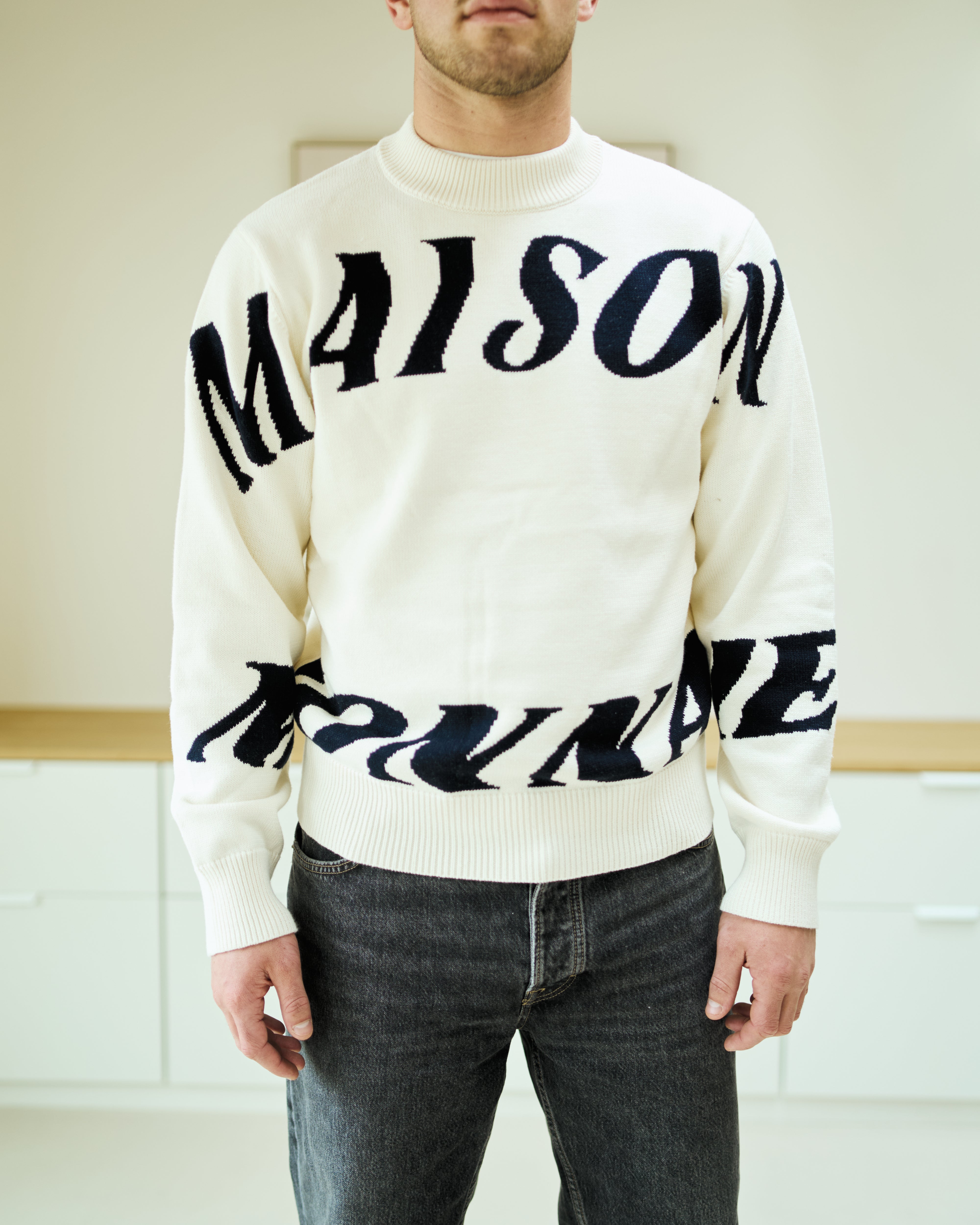 Spell Out Sweater - Ivory White