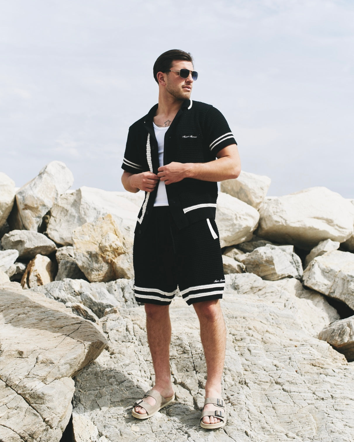 Crochet Knit Shirt - Black