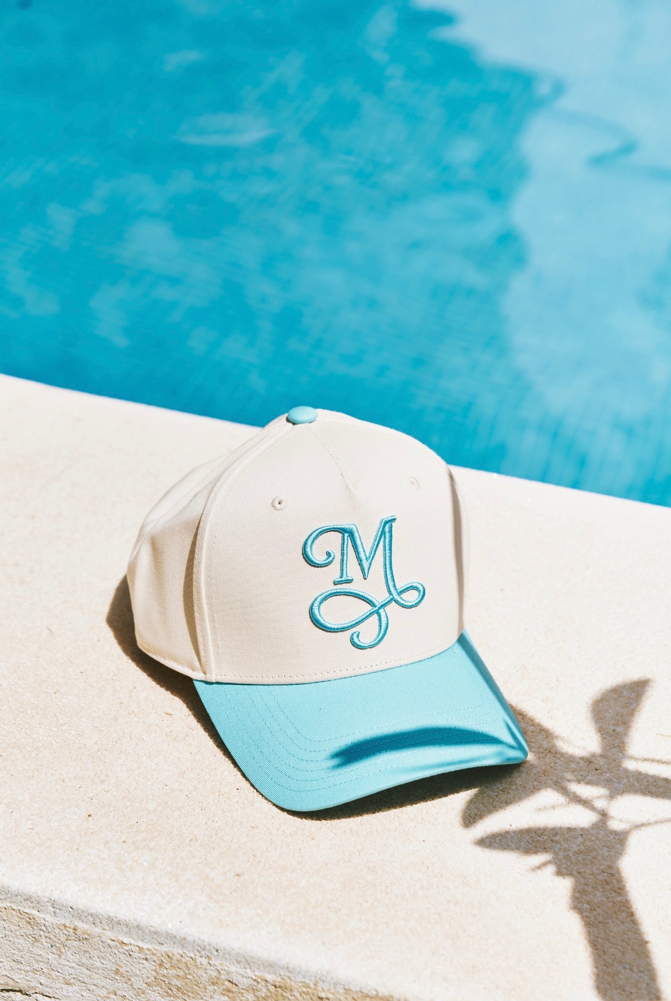 Signature Two-Tone Canvas Cap - Cream & Teal